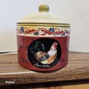 Vintage 90s Conimar "Counter Art" Handpainted 3-piece Stoneware Storage Canister